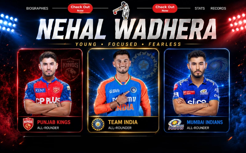 Nehal Wadhera Stats 2026: Age, Height, IPL Career & Punjab Kings Profile