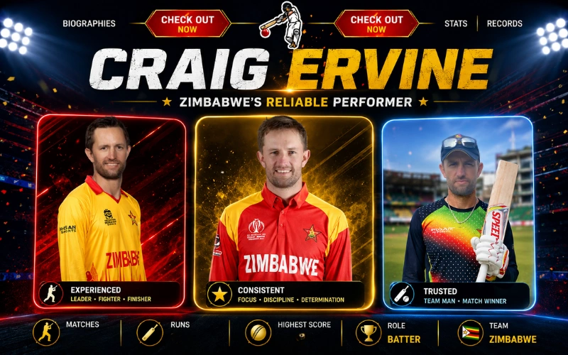 Craig Ervine Stats: Complete Test, ODI, T20I Records and Career Achievements Explained